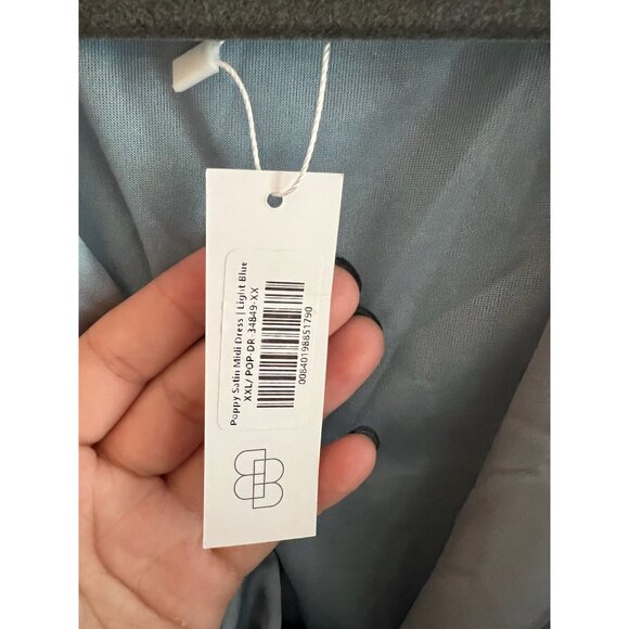 Baltic Born Blue Poppy Satin Midi Dress With Tie Front Size XXL NWT - Picture 4 of 5